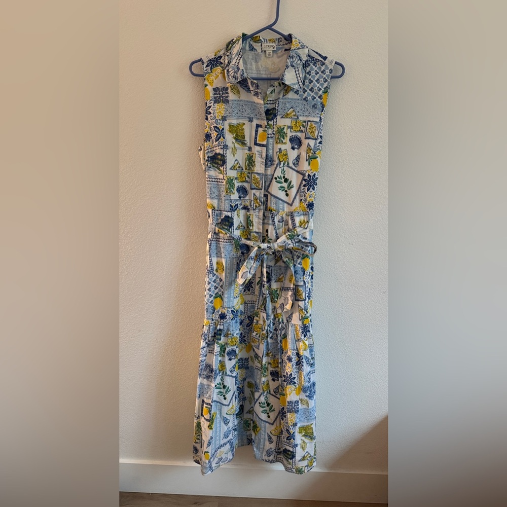 J.Crew Sleeveless Shirt Dress – Mediterranean Tile Patchwork Print